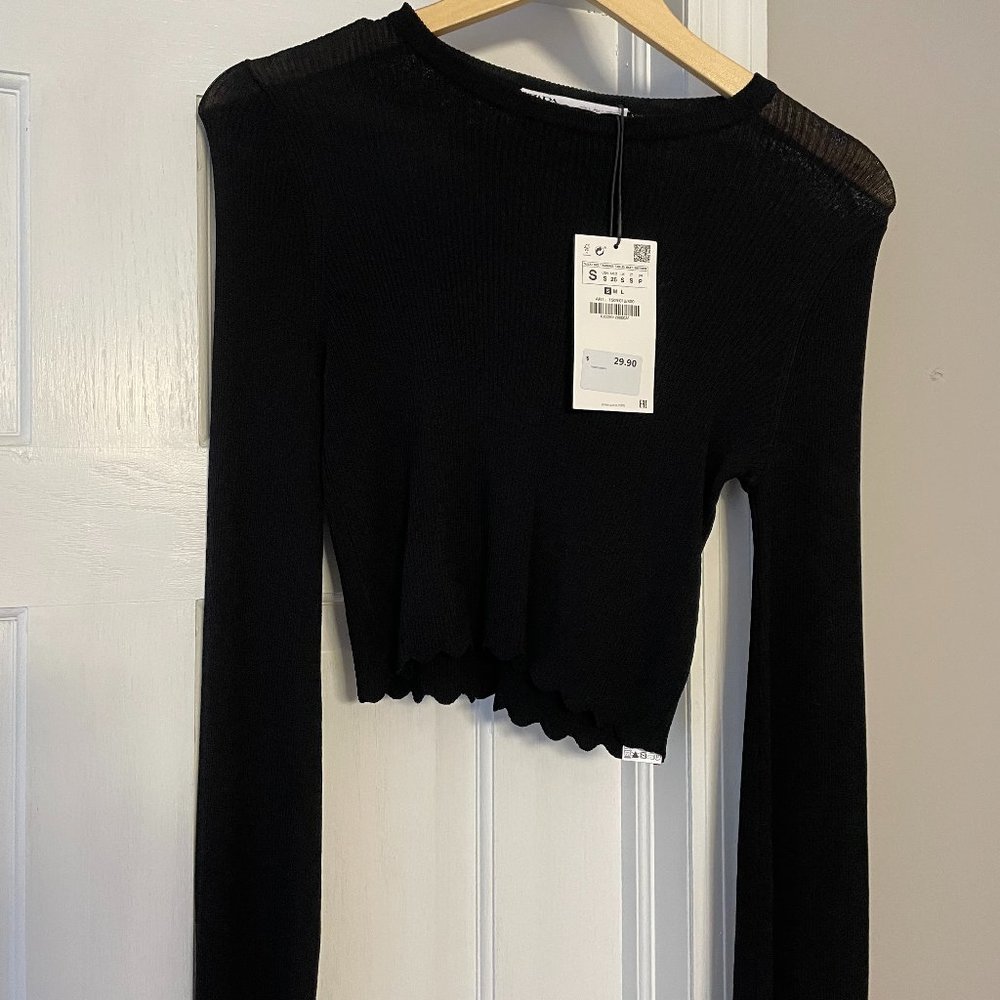 Zara Black Cropped Long Sleeve